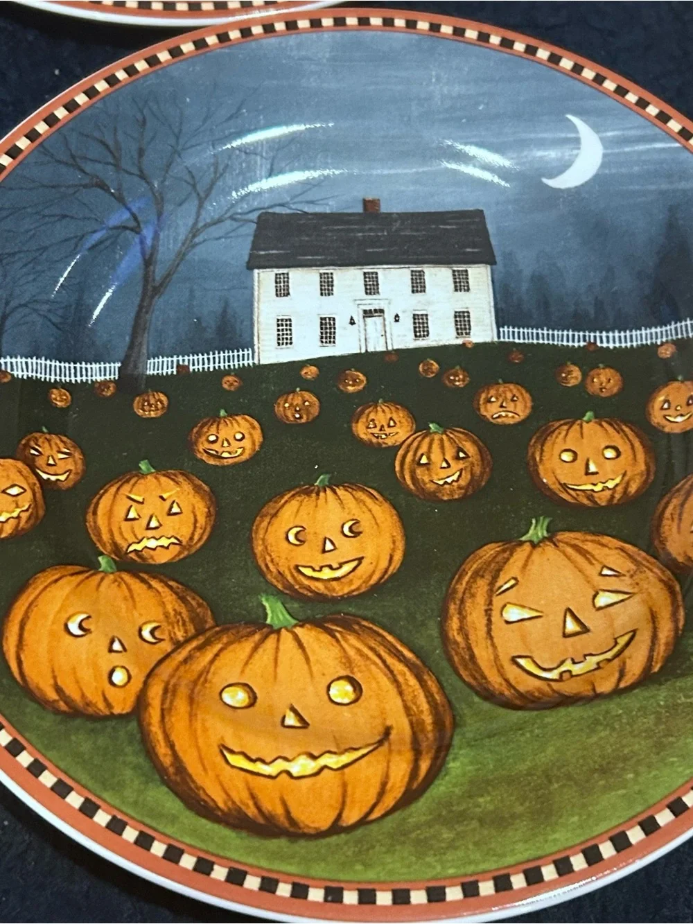 VTG Y2K David Carter Brown Pumpkin Hollow Salad Dinner Plates Whimsigoth Witchy
